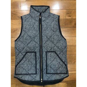 J Crew Down Filled Lightweight Gray Herringbone Quilted Puffer Vest Size XS